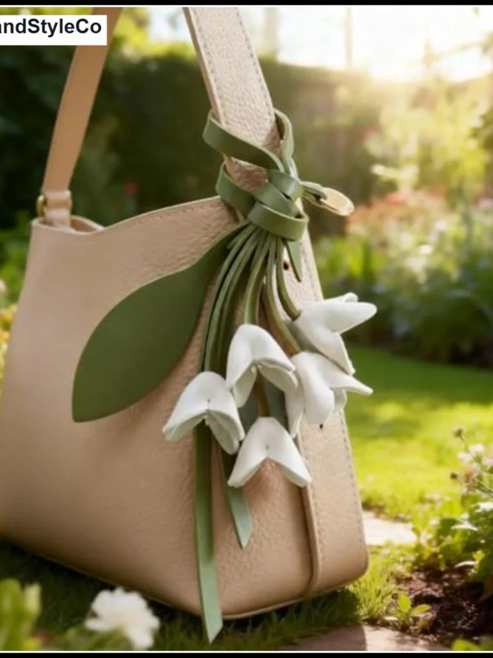 Flower Bag Charm Leather Purse Charm Cute Leather Flower Accessory